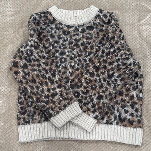 Wild Fable Leopard Print Crew Neck Sweater - Gray and Brown